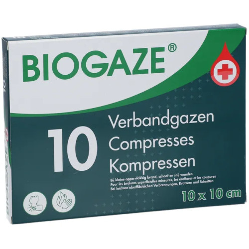 BIOGAZE - Compresses Imprégnées Stériles 10x10 cm (10)