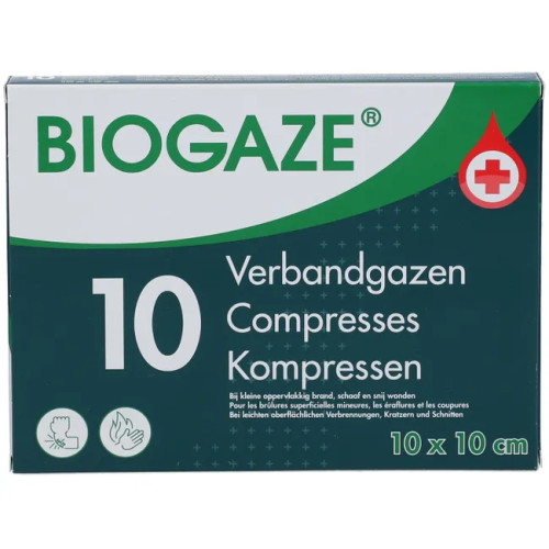 BIOGAZE - Compresses Imprégnées Stériles 10x10 cm (10)