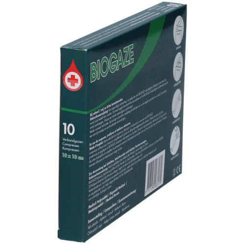 BIOGAZE - Compresses Imprégnées Stériles 10x10 cm (10)