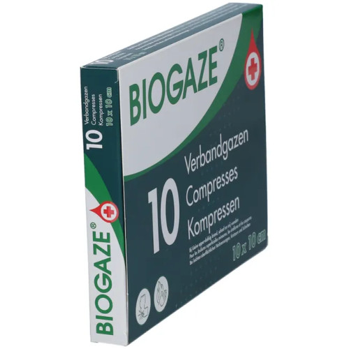 BIOGAZE - Compresses Imprégnées Stériles 10x10 cm (10)