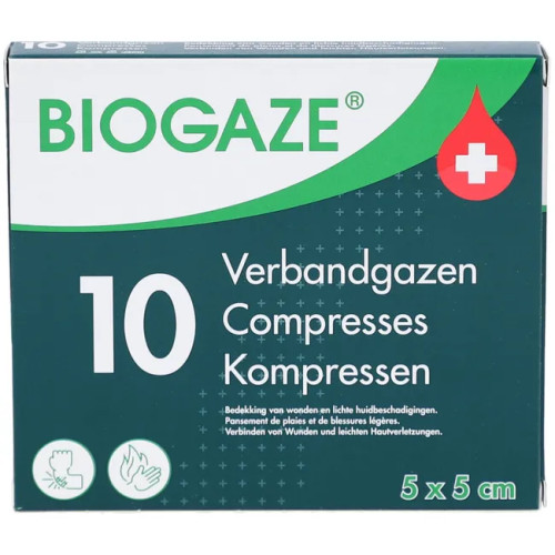 BIOGAZE - Compresses Imprégnées Stériles 5x5 cm (10)