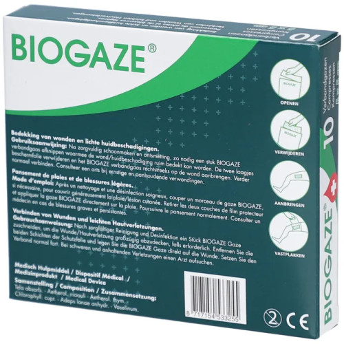 BIOGAZE - Compresses Imprégnées Stériles 5x5 cm (10)