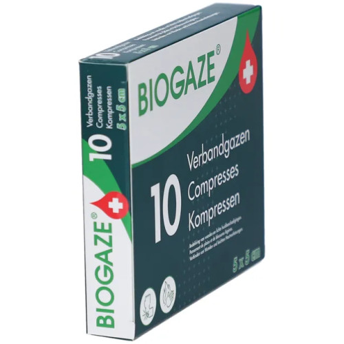 BIOGAZE - Compresses Imprégnées Stériles 5x5 cm (10)
