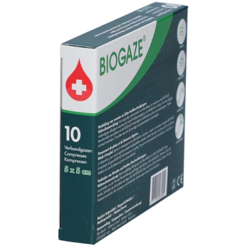 BIOGAZE - Compresses Imprégnées Stériles 5x5 cm (10)